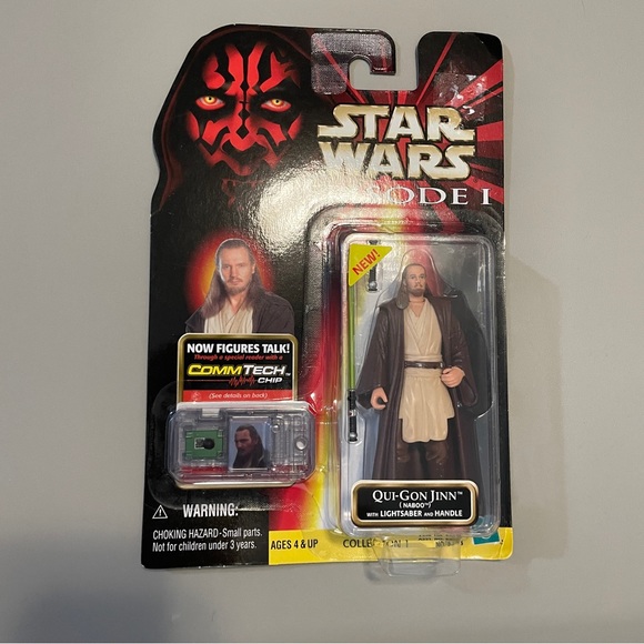NIB Star Wars Episode 1 Collection 1 Qui-Gonn Jinn (Naboo) Figure with Comm Tech - Picture 1 of 5